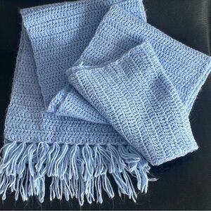 Handknit Baby Blue Wool Scarf ❤️ Unisex • NEW